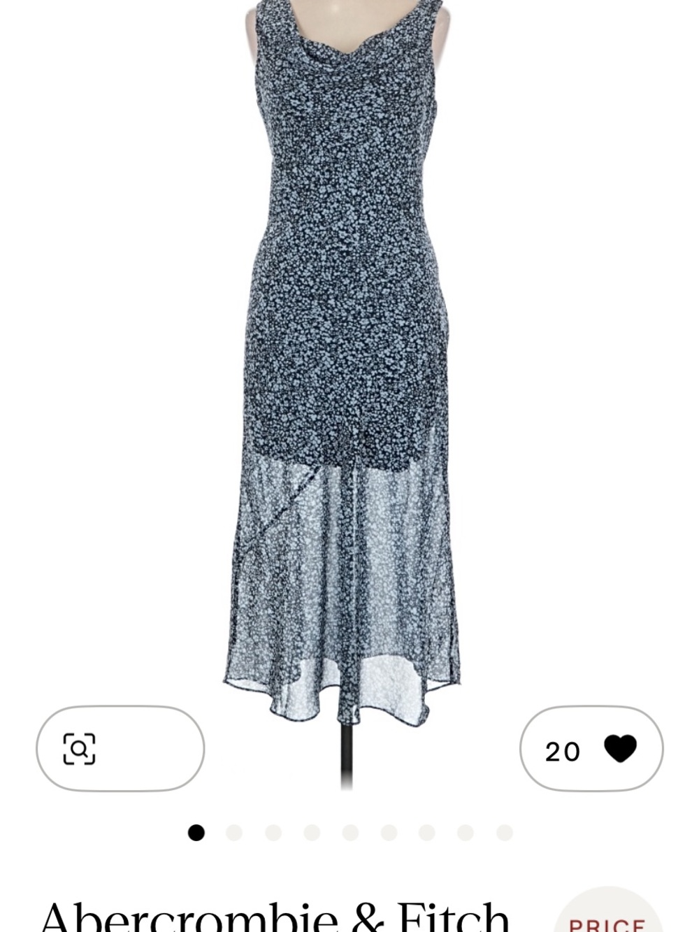 Abercrombie & Fitch Navy Micro-Floral Sleeveless Midi Dress